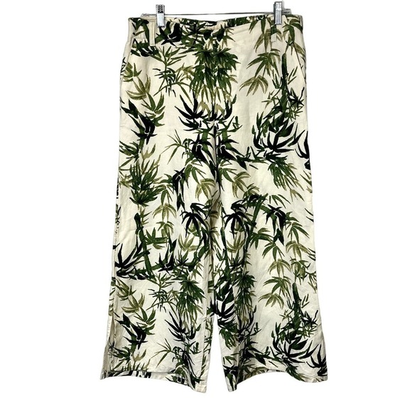 J Jill Linen Tropical Print Side Zip Wide Leg Pants SZ S - Picture 1 of 9